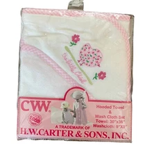 CW HW Carter & Sons Inc. Baby Girl Easter Hooded Towel & Wash Cloth Set NIP