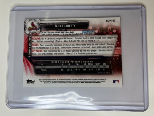 2017 Bowman Chrome Prospects Mini JACK FLAHERTY RC Blue Refractor SP /70 - Picture 2 of 2