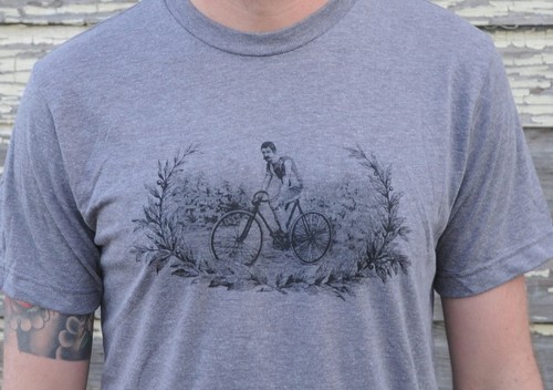 Vintage Track Bicycle Tri Blend T Shirt Retro Antique Fixed Gear Race Bike Fixie - Picture 5 of 25
