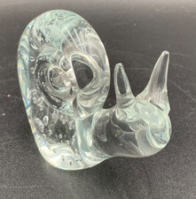 Snail Gastropod Paperweight Clear Glass with Controlled Bubbles 3