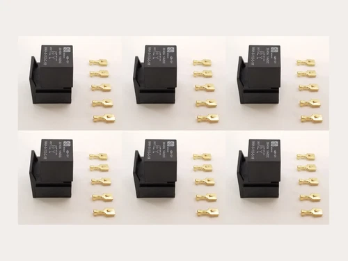 Mini Relay w Socket & Terminals 12V 5 Pin 30/40amp Sealed High Quality - 6 Pack