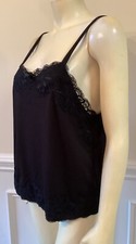 Celia Rachel WN BLACK POLYESTER CAMISOLE SZ XL FLORAL EMB. TRIM