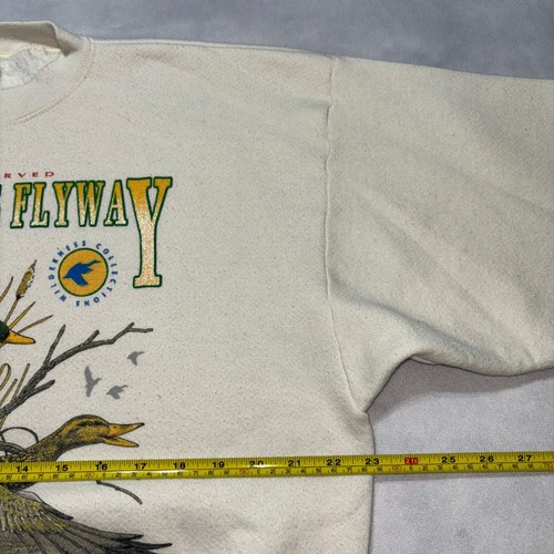 Vintage 90s Duck Graphic Nature Crewneck Sweatshirt Men's XL Beige Wildlife USA - Picture 6 of 7