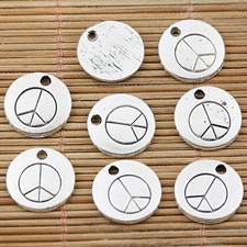 12pcs 14.8mm tibetan silver tone round peace symbol charms EF1594