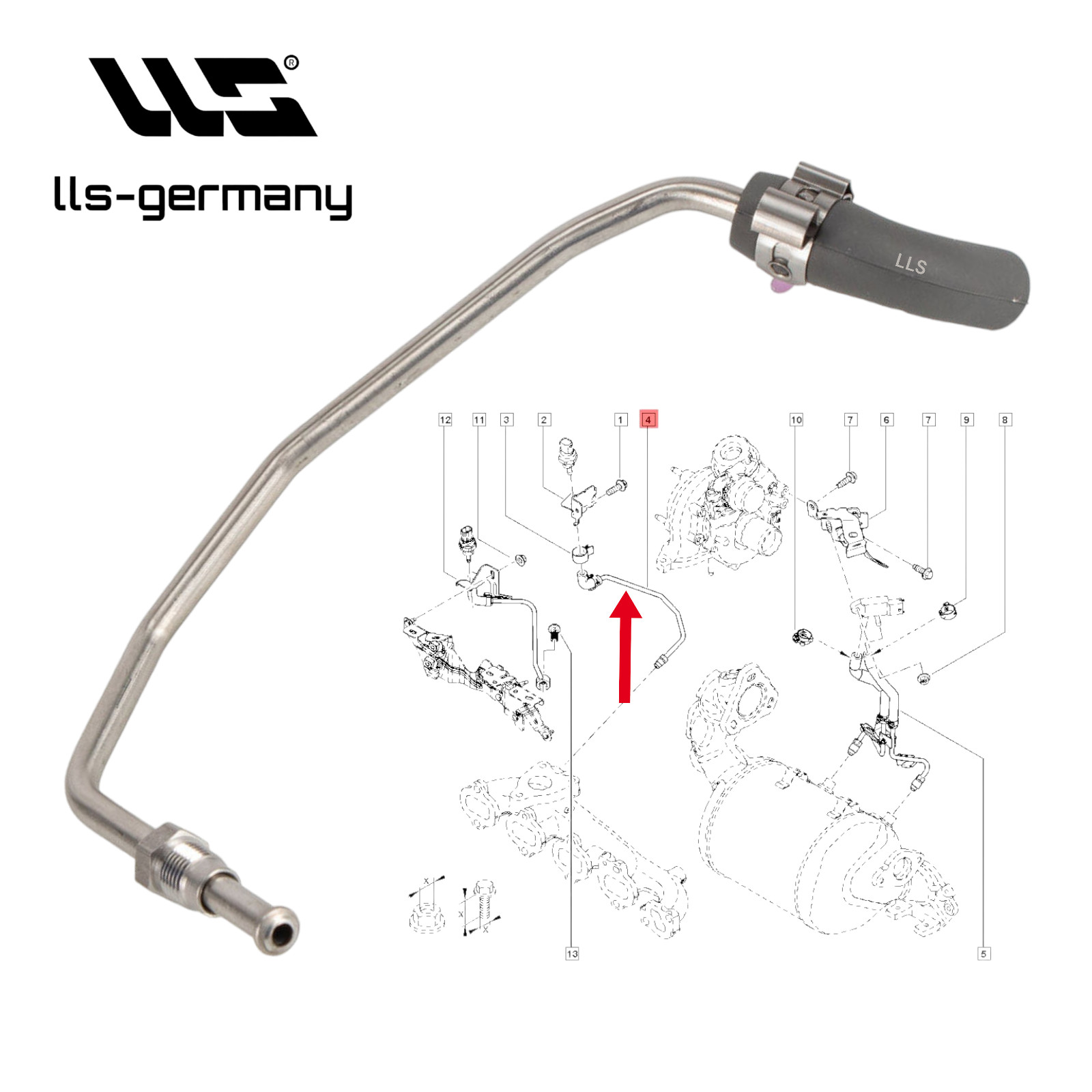 Differential pressure line for Renault Trafic III 1.6 dCi Opel Vivaro B 1.6 CDTI