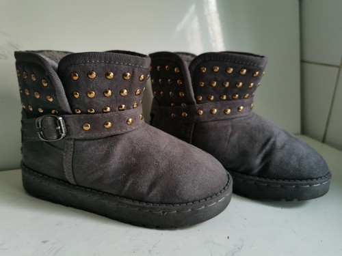 STIVALETTI MISS SIXTY DESIGNER UK 13 EU 32 RAGAZZE BAMBINI GRIGI BORCHIATI PELLE SCAMOSCIATA PELLICCIA - Foto 4 di 17