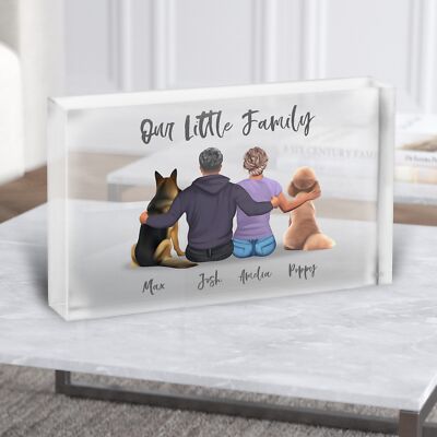 Unsere kleine Familie Hund Geschenk für Ihn Ihr personalisiertes Paar klar Acrylblock