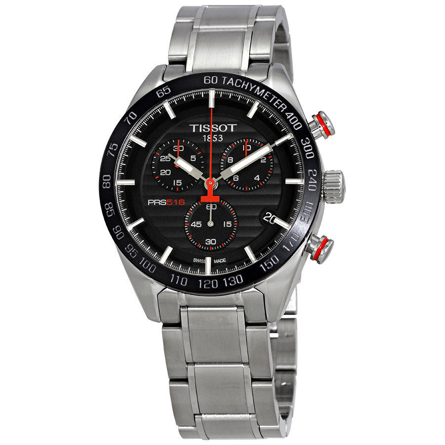 Tissot Men's PRS 516 Chronograph Black Dial Stain Steel Watch T100
