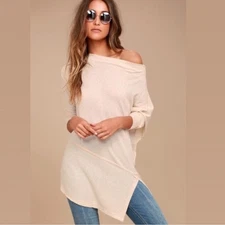 Free People We The Free Londontown Long Sleeve Thermal Asymmetric Oversized Top