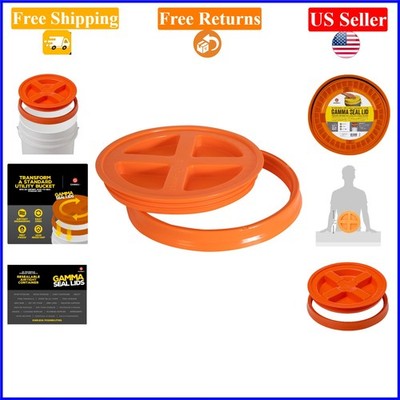 Gamma Seal Lid for 3.5-7 Gallon Utility Buckets, Orange, Airtight & Pest-Resi...