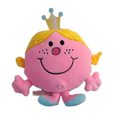 Sanrio Mr Men Little Miss Plush Figure Stuffed Toy Pink Round Wearing Crown