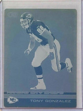 1/1 TONY GONZALEZ 2002 PACIFIC CARD NFL PRINTING PLATE KANSAS CITY CHIEFS 1 OF 1