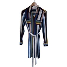 Etcetera Shirt Dress Women 0 Multi-Color Excellent Striped Long Sleeve Belted