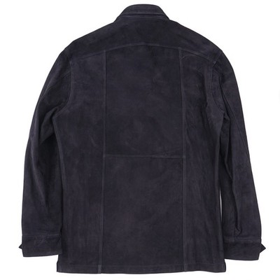 50's超希少NAPOLI SUEDEスウェードニット切り替えファラオジャケット Rifugio Napoli Navy Unlined Nappa Suede Leather Shirt-Jacket S NWT
