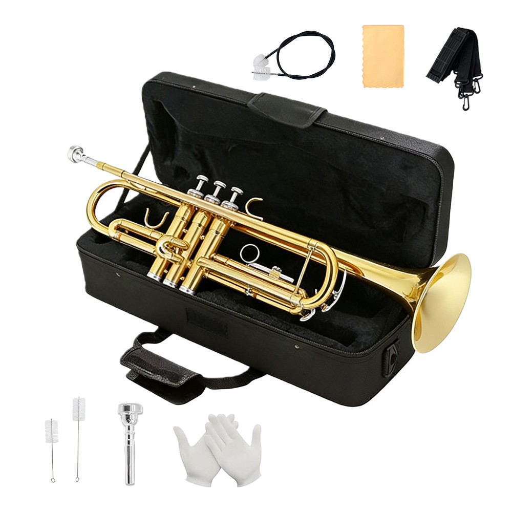 Bb Trumpet Professional Standard Trumpet for Beginners with Starter Accessories
