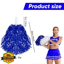 24 Cheerleading Pom Poms Metallic Foil Handle Party Sports Dance