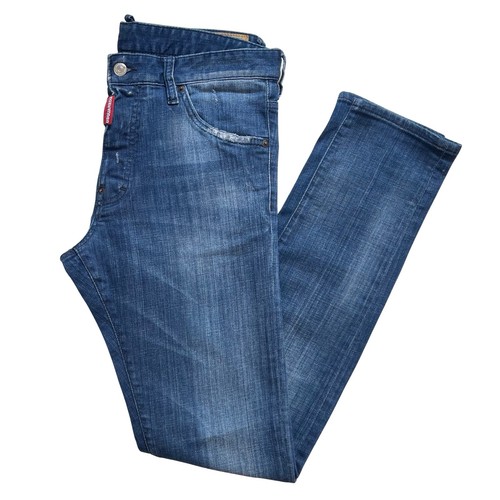 DSQUARED2 IT50 UK34 Jeans Skinny Fit Distressed Details Faded Dark Blue Denim
