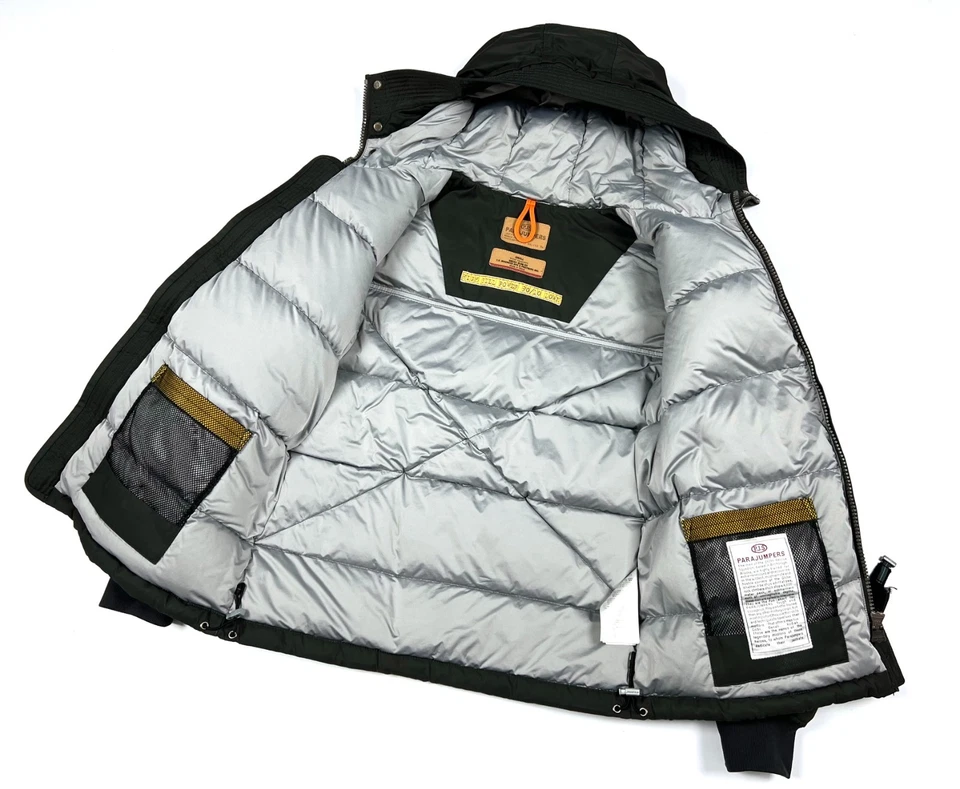 Auth Men's PARAJUMPERS Logo Green Down Puffer Hooded Casual Jacket Size S/M - Image 4 of 4