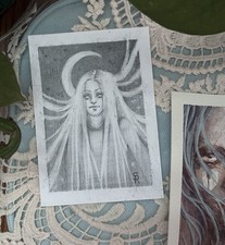 ACEO disegno originale arte grafite 2,5x3,5 arte Simonne Fayë