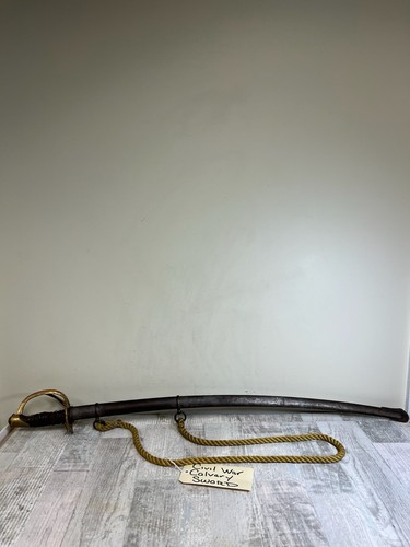 U.S. Civil War Model 1840 Cavalry Sword Saber w/Scabbard signed Marked T