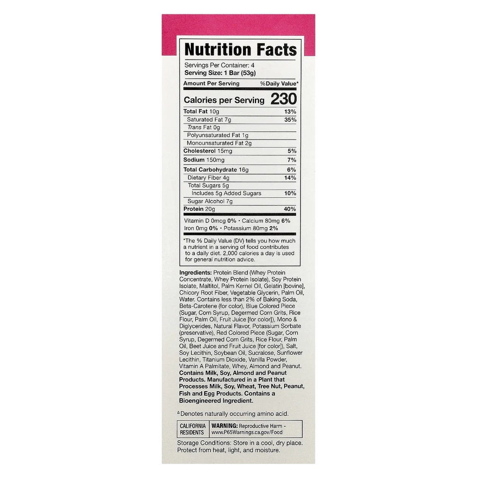Barra de proteína Combat Ready™, pastel de cumpleaños de confeti, 4 barras, 1,87 oz (53 g) cada una Foto 2 de 3