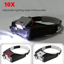 Jewelers Head Headband Magnifier LED Illuminated Visor Magnifying Glasses Loupe