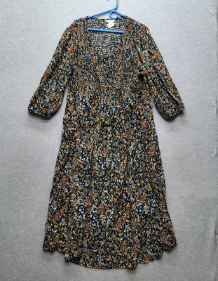 Croft & Barrow Women Dress 3X Black Floral A-Line Cottagecore Garden Party