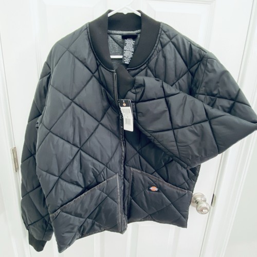 Dickies Quilted Jacket Mens Medium Water Resistant Diamond Nylon Black NWT Warm - Picture 1 of 9