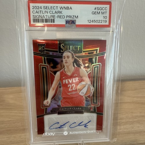 CAITLIN CLARK PSA 10 2024 PANINI SELECT WNBA ROOKIE SIGS RED PRIZM RC AUTO 03/99