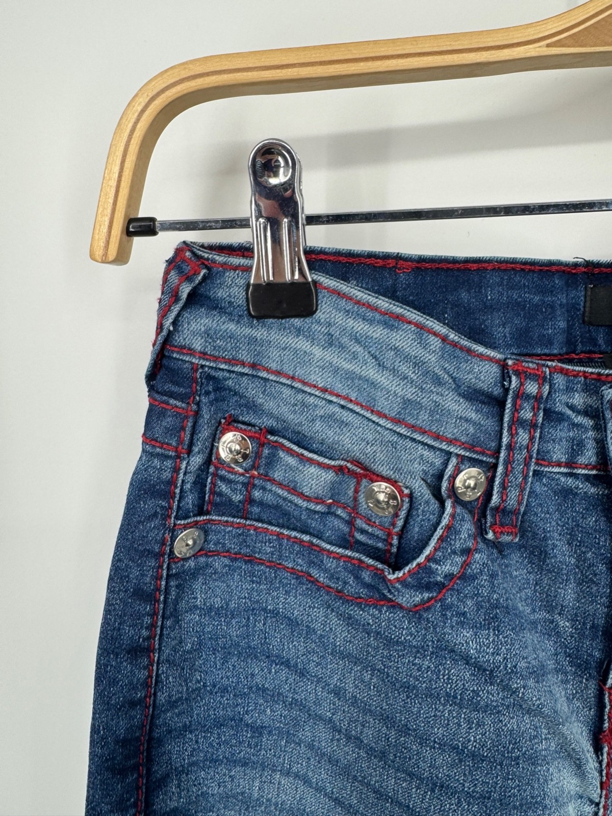 NWT True Religion Ricky SN Chain Stitch Jeans Boys 12 Lagoon Blue Distressed thumbnail 7