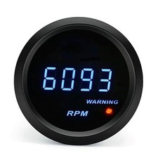 2" Digital 12V Tachometer RPM Gauge, Fits for 4/6/8 Cylinder Gasoline Blue LED