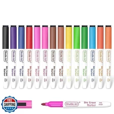 Shuttle Art Dry Erase Markers, 15 Colors Magnetic Whiteboard Markers with Era
