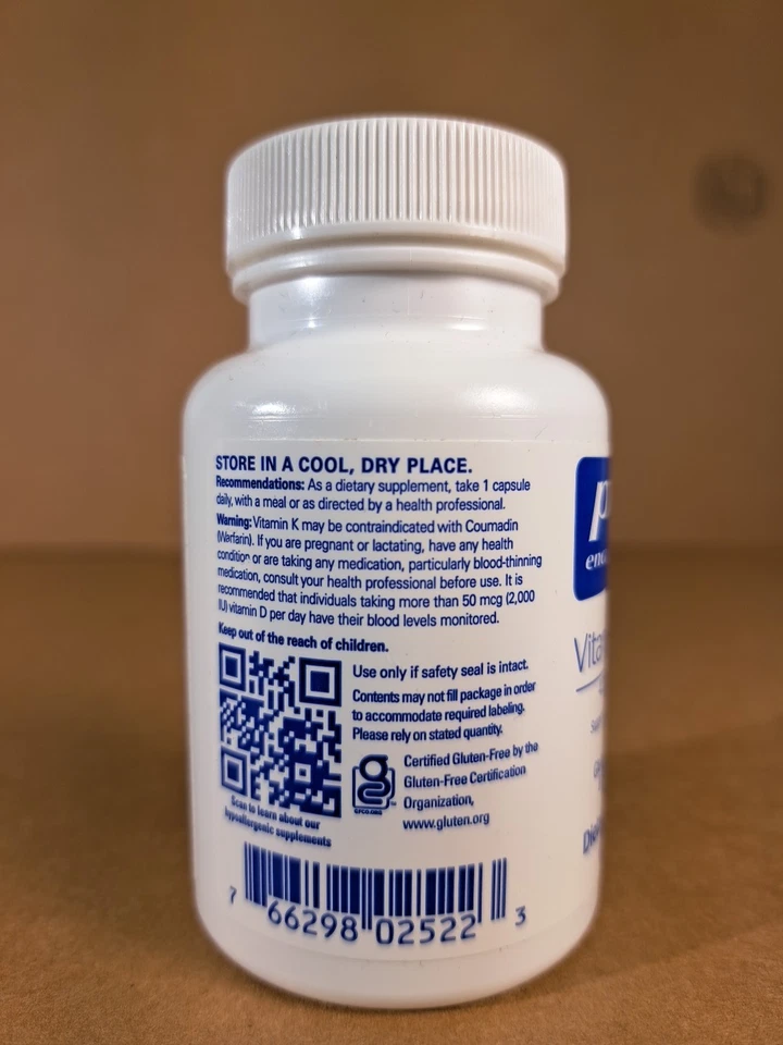 Suplemento dietético Pure Encapsulations vitamina D3 e K2, 100 mcg 120 cápsulas - Imagem 4 de 4