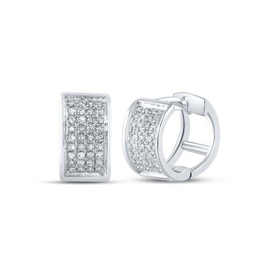 0,15 ctw natürlicher Diamant rechteckige vierreihige Creolen 925 Sterlingsilber