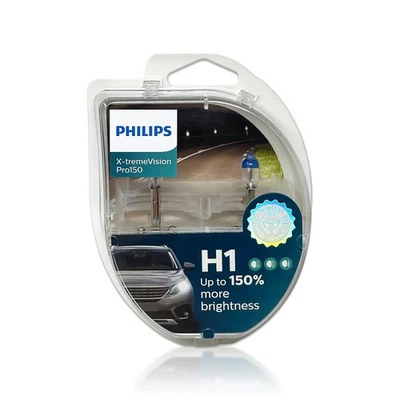H1  Philips X-tremeVision Pro150 Halogen Headlight Bulbs 12258XVPS2 Pack of 2 - Image 1 of 4
