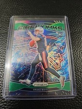 2024 Panini Prizm - Fireworks Drake Maye #22 Green Prizm (RC)