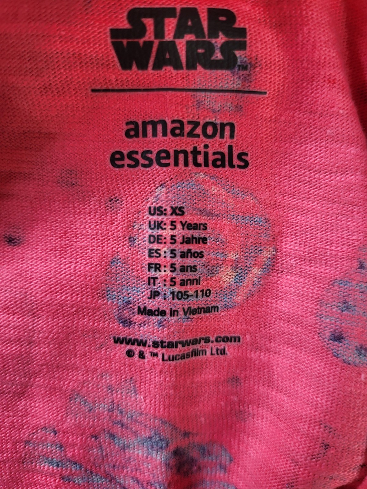 Amazon Essentials Star Wars Girls Fit & Flare Pink Dress XS 5 Years Long Sleeve