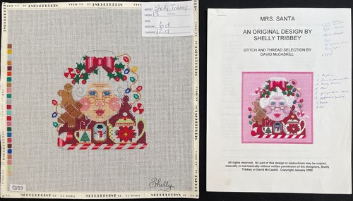 HP Needlepoint 18ct SHELLY TRIBBEY Tea & Cookies Mrs. Santa+ Stitch ...