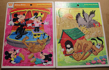 2 Vintage Whitman Disney Mickey Mouse Pluto Frame Tray Puzzles 4510A, 4510C