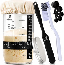 Upgraded Sourdough Starter Jar Kit  24 oz Glass Jar with Date Marked Feeding ...