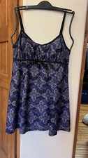 A Shore Fit Empire Waist Swimdress Women's Bathing Suit Size 12 Blue Purple