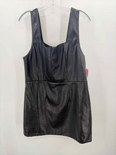 Pre-Owned Nasty Gal Black Size 14 Faux Leather Short Sleeveless Dress