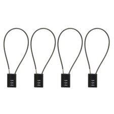4 Pack 3 Digit Combination Lock with 0.98Ft Wire Cable, Helmet Padlock Black