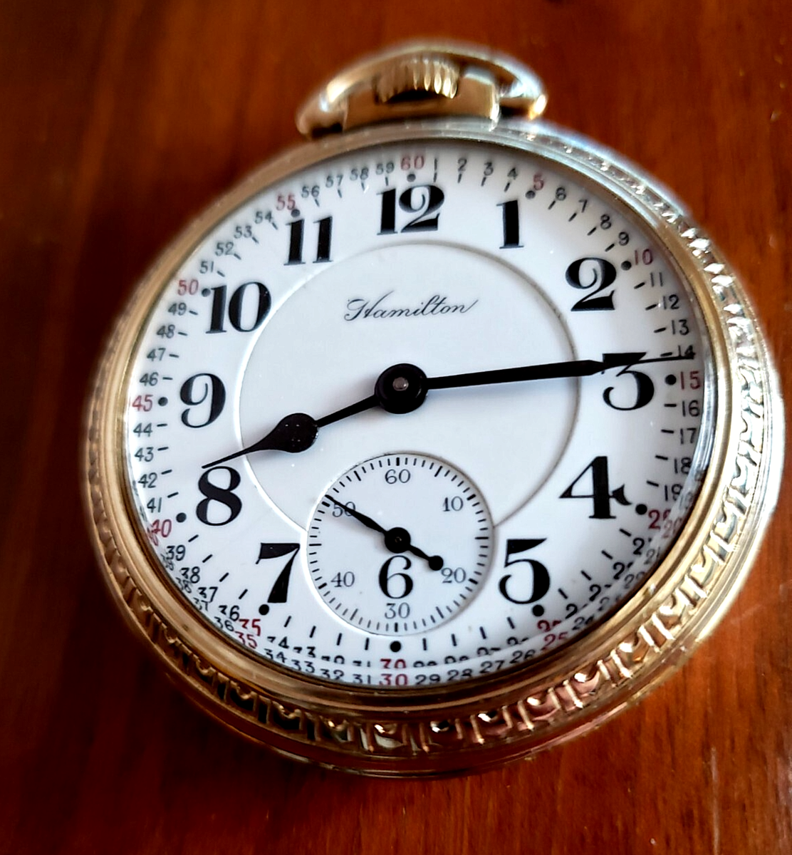 HAMILTON 992B POCKET WATCH, MODEL 5, WELL SERVCIED AND PROPER 1953