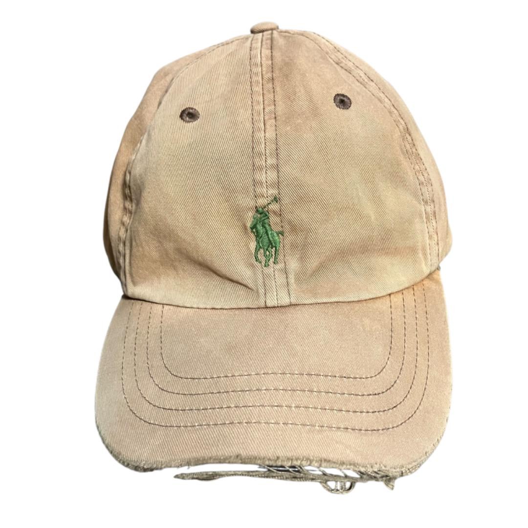 POLO Ralph Lauren Berretto Beige Taglia Regolabile Logo Pony Ricamo