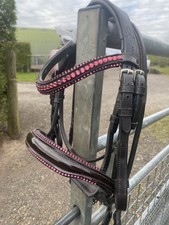 Miniature Shetland Havana And Pink Crystal Bridle With Patent Leather. Brand New