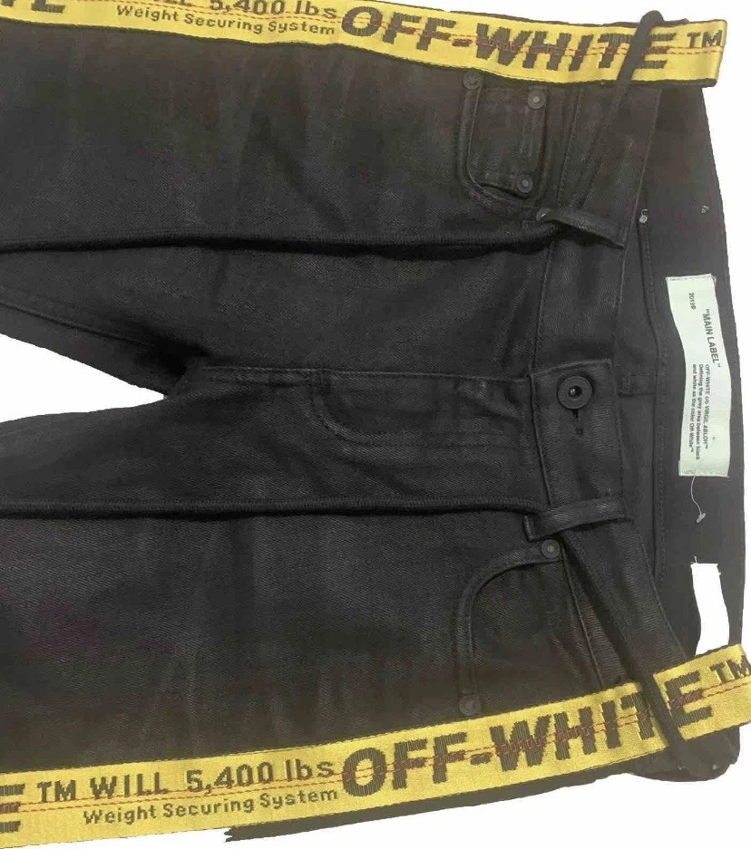 Белые джинсы из восковой джинсовой ткани с ремешком 2017 г. - Изображение 3 из 4