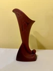 Vintage ROSEVILLE Silhouette Red  1950  Art Deco Pottery Cornucopia Vase 721-8