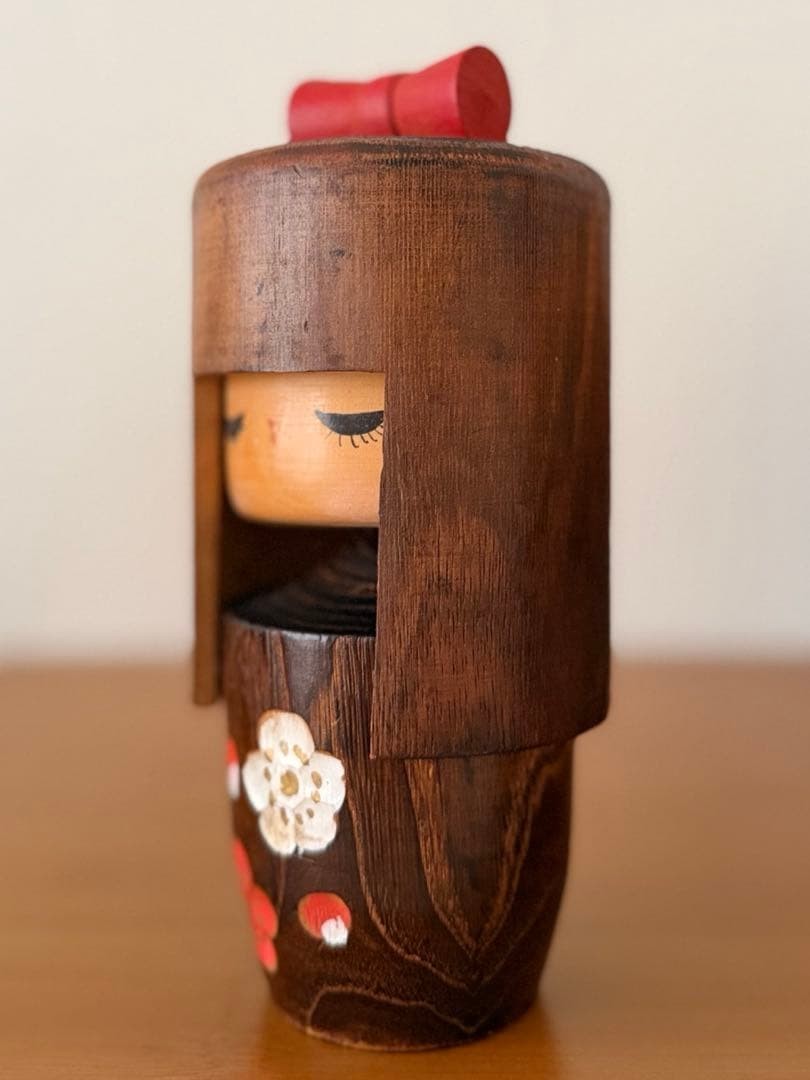 Kokeshi Ribbon Girl Vintage 17.5cm Retro Creative Wooden Doll
