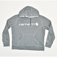 Carhartt Women's Pullover Hoodie Solid Polyester Gray Size L Force Slightly Fitt
